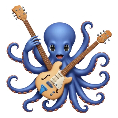 happy octopus with multiple arms playing guitar sticker