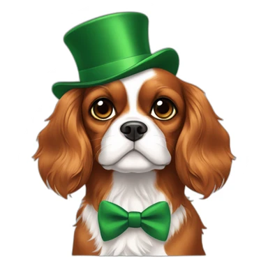 cavalier king charles spaniel with green hat and green bowtie sticker