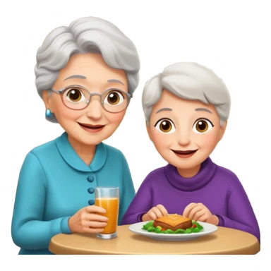 conversación dentro de un restaurant  dos personas y una de las persoans sea una abuela sticker