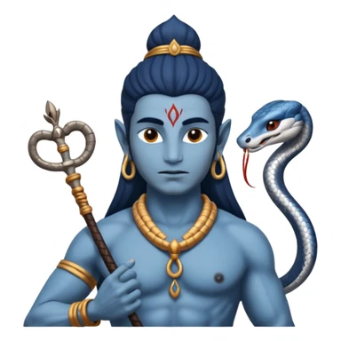 Mahadev real god  shiv not like cartoon  blue body and trishul and and had damru and nack around sanke  sticker