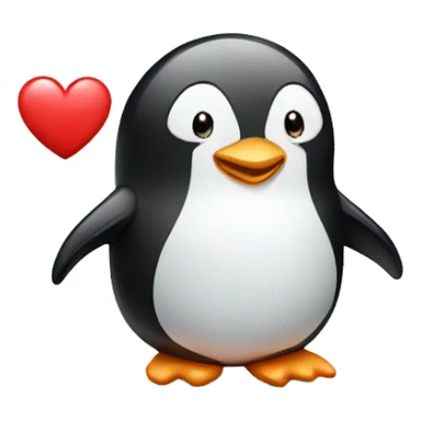 Cute penguin holding heart sticker