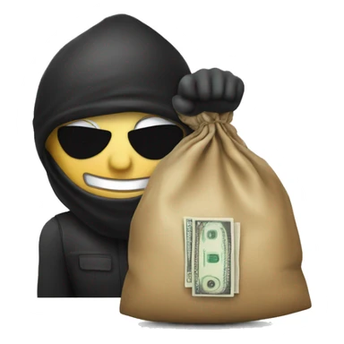 Robber emoji with bag of cash sticker