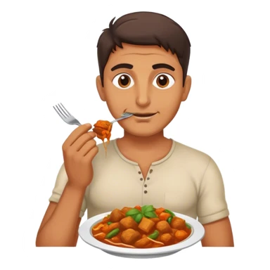 italian man eating indian food sticker