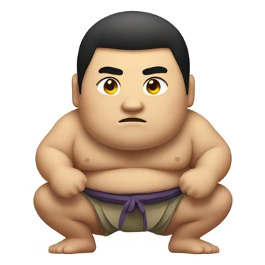 Sumo wrestler squatting sticker