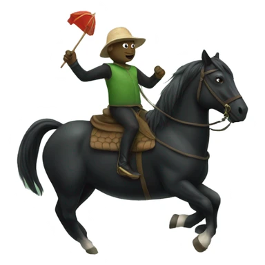 Turtle riding a black horse  sticker
