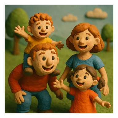 children with their parents, happy family playing in the park sticker
