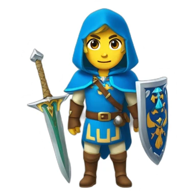 Zelda le chevalier avec une tunique bleu sticker