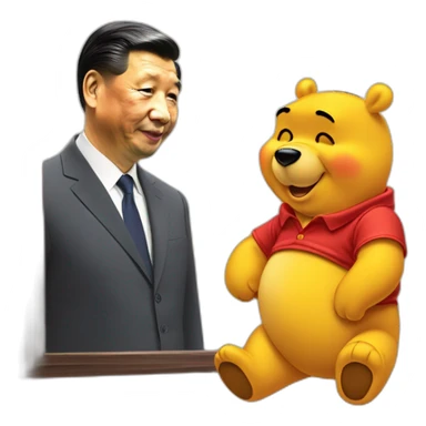 xi jinping looking into a mirror reflection of winnie the pooh sticker