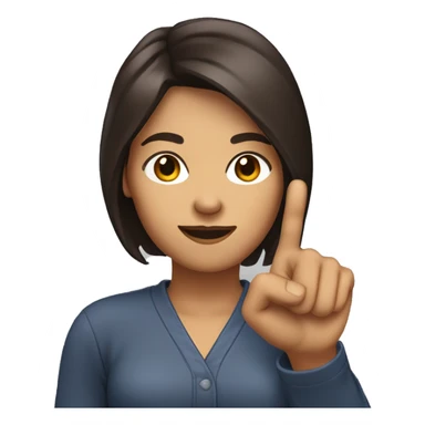 The woman dark brown hair is pointing up with their hand with index finger raised. sticker
