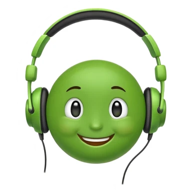 classic green pea emoji with headphones sticker