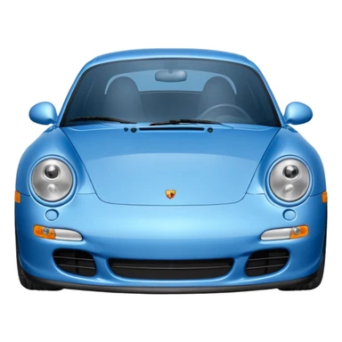 2004 blue porsche carrera with eyes on windshield sticker