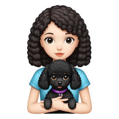 Beautiful girl holding a black toy poodle sticker