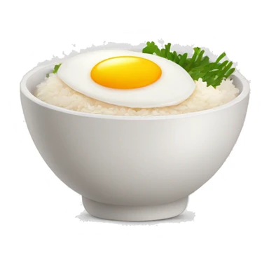 a bowl of rice with two eggs and chicken thigh front view sticker