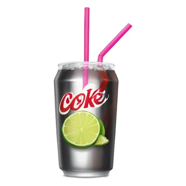 Diet Coke with lime and a pink straw sticker