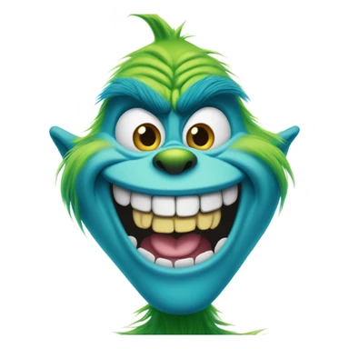 Blue grinch grinning sticker