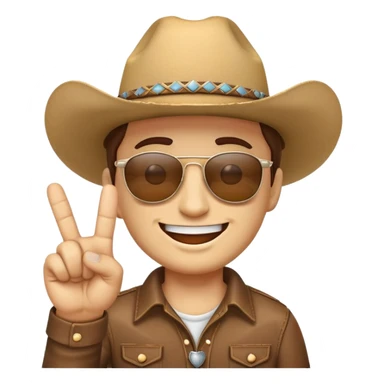 Smiling emoji wearing cowboy hat and sunglasses and sticking middle finger up sticker