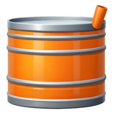orange road construction barrel with shiny plastic appearance sticker