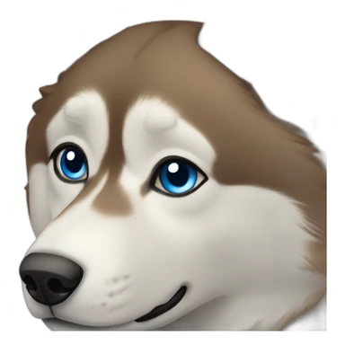 A brown husky with blue eyes sticker