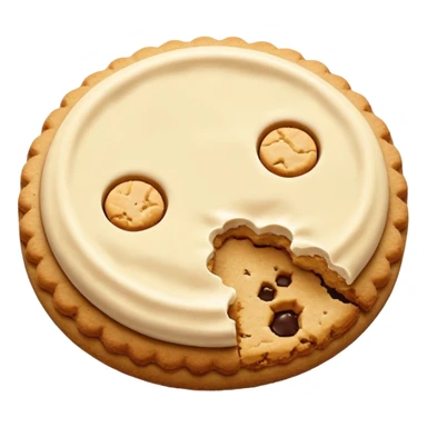 Two plain cookies, one bitten sticker