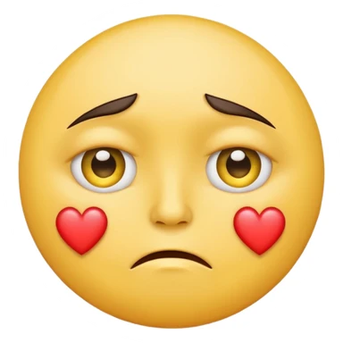 A yellow circular frowning Face with a heart above one eye and a tear under the other sticker