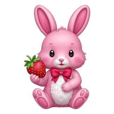 pink bunny holding strawberry sticker