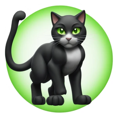 Ultra Muscular gigachad black and white Cat with green eyes flexing His biceps sticker