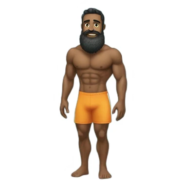 muscly swimmer black beard full length sticker