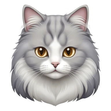 cat, grey and white, britsh long hair sticker