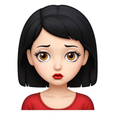 Do not change the face I already created, I want her with Betty boop face and black hair confused sticker