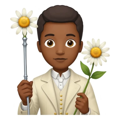 black man with daisy, scepter sticker