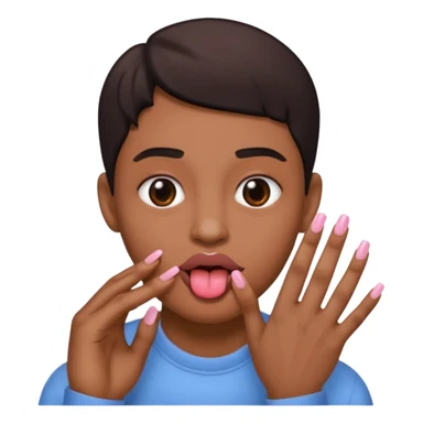 An emoji with 🌚 nails pookie and tongue sticker