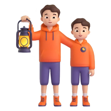 little boy holding a lantern with a moon design sticker