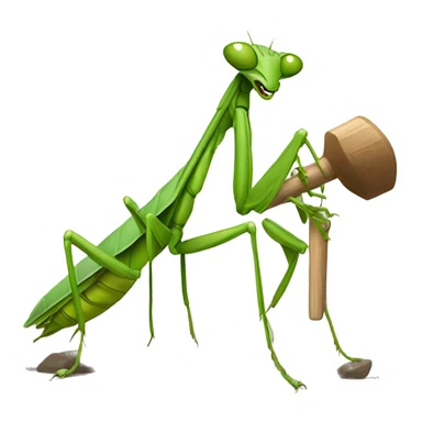 Praying mantis with a mallet sticker