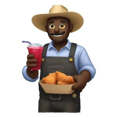 Dark farmer eating fried chicken and drinking grape koolaid sticker