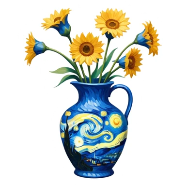 a vase with van gogh painting sticker