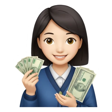 Hot Asian girl with money  sticker