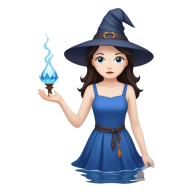 Brunette girl witch cool water sticker