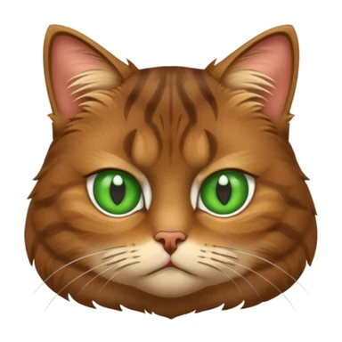 a fluffy brown tabby cat  face who is very grumpy sticker