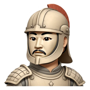 Ancient Chinese terracotta warrior statue with helmet and armor, archaeological artifact from China sticker