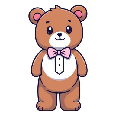 teddy bear with light pink bow tie sticker