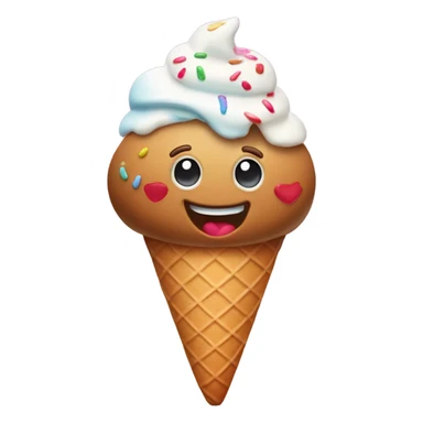 An icecream cone laughing emoji with a Cooke that’s smiling they are holding hands and cute the cookie is decorated like icing  sticker