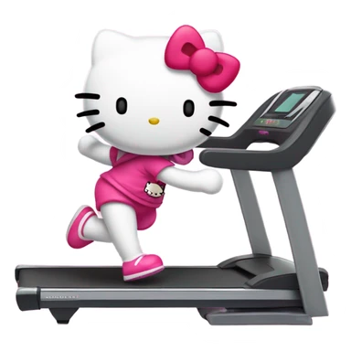 hello kitty running on a treadmill  sticker