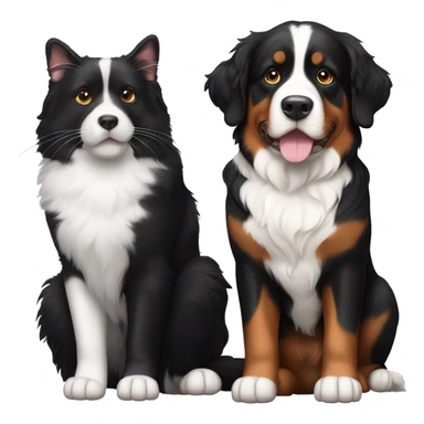 Bernese mountain dog and tuxedo cat sticker