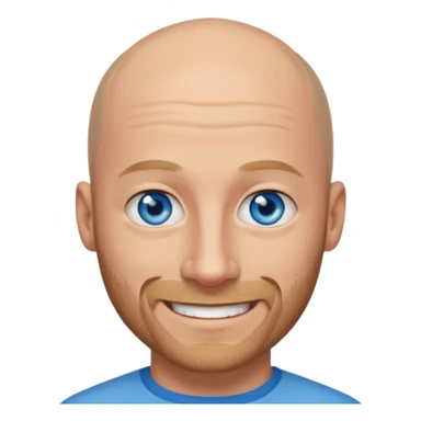 homme yeux bleus presque chauve et une barbe courte moins de chevaux et sourir sticker