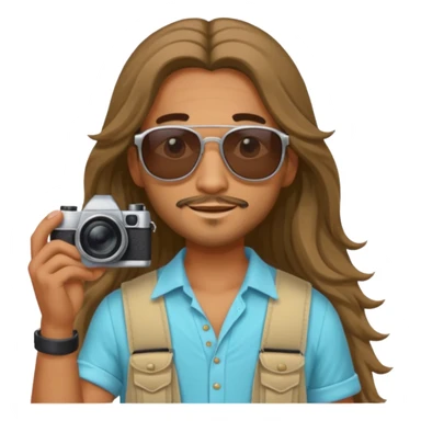 long haired fotographer with summer clothes and sun glasses sticker