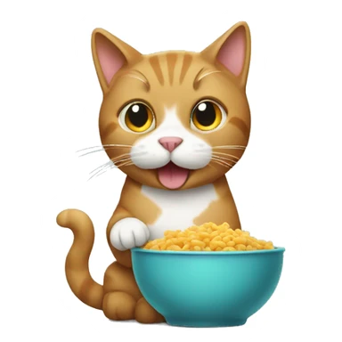 Cat eating food  sticker
