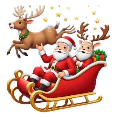 santa in his sleigh with presents sticker