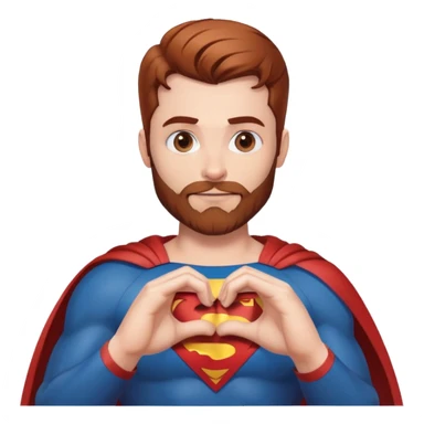 Adult Superman with redish brownish hair and full beard making hand heart emoji sticker