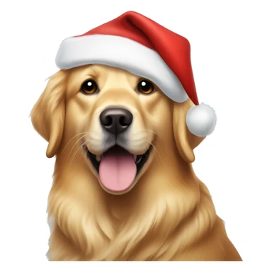 Golden retriever wearing Santa hat sticker