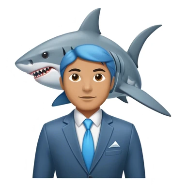 businessman with a shark head wearing costume sticker